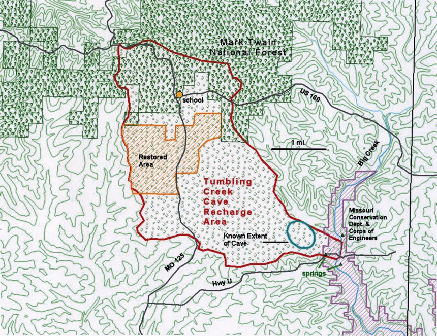 Tumbling Creek Cave recharge area